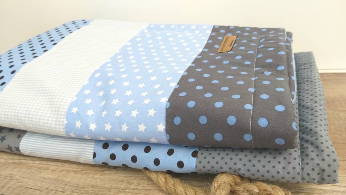 STRIPES - PATCHWORK - BABYDECKE - Tagesdecke - Kuscheldecke mit Namen