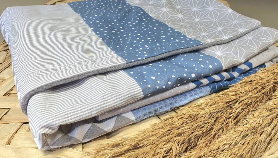 PATCHWORK - BABYDECKE - Tagesdecke - Waffelstoff Kuscheldecke mit Namen