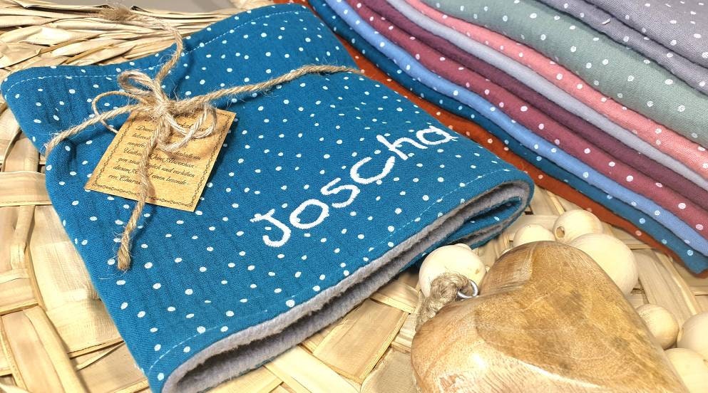 Schlupfschal - Schlauchschal - Kinderschal - Halssocke personalisierbar mit Namen - Musselin adriaticblue