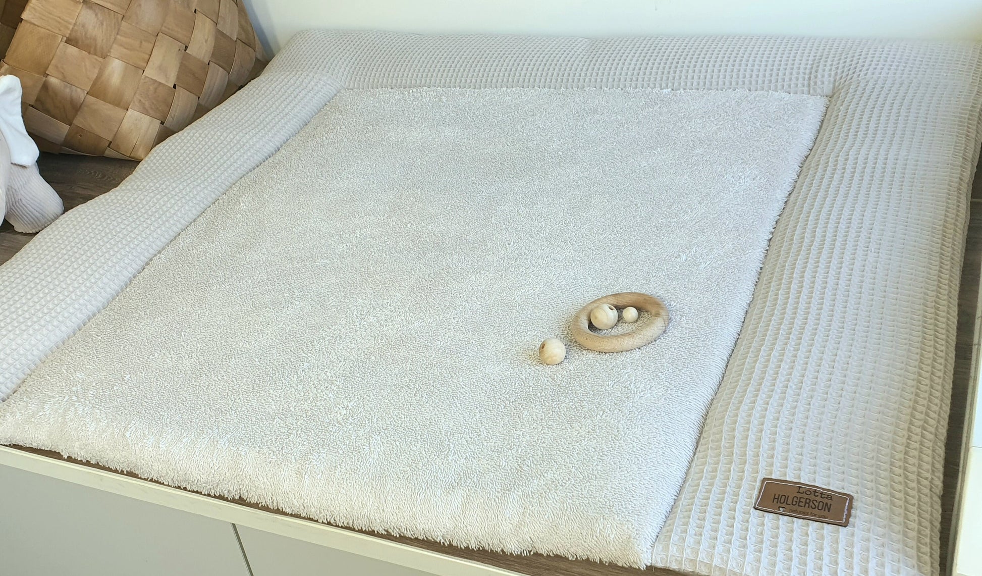 WICKELAUFLAGE WICKELTISCHAUFLAGE Wickelunterlage Waffelpique FROTTEE beige creme