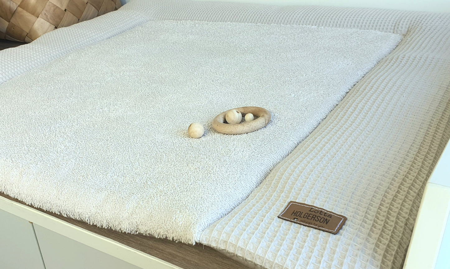 WICKELAUFLAGE WICKELTISCHAUFLAGE Wickelunterlage Waffelpique FROTTEE beige creme