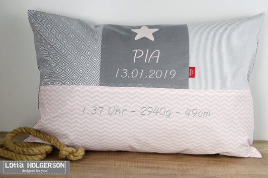 PATCHWORK - KISSENHÜLLE - KISSEN mit Namen - Kinderkissen - Kissen Baby - Kissen bestickt - Kuschelkissen in 40x40cm - 40x60cm - 40x80cm