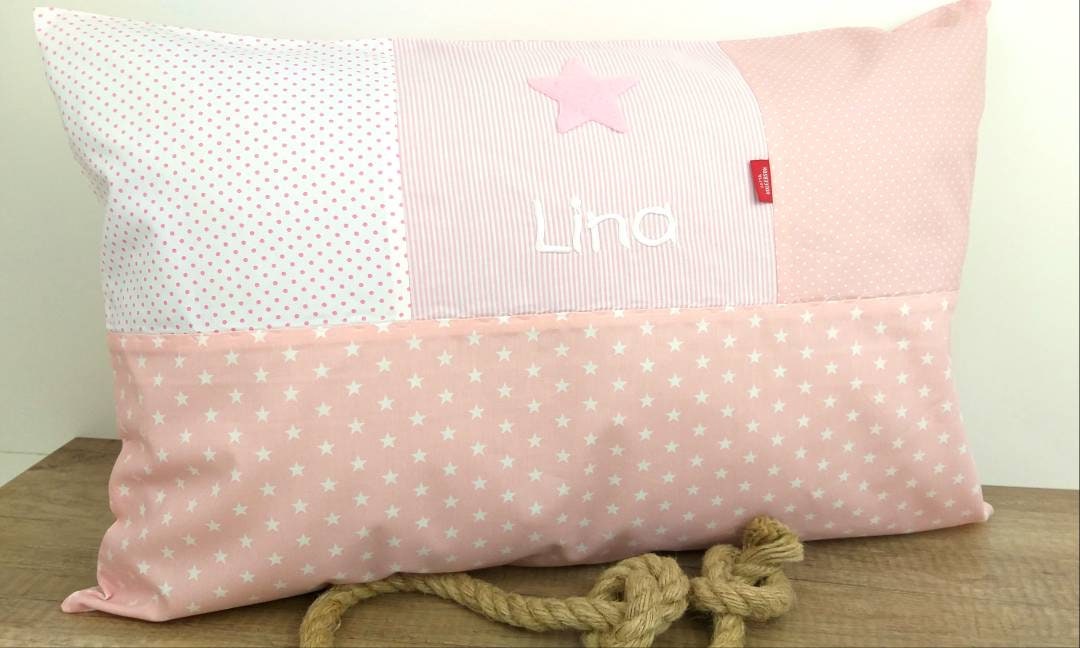 PATCHWORK - KISSENHÜLLE - KISSEN mit Namen - Kinderkissen - Kissen Baby - Kissen bestickt - Kuschelkissen in 40x40cm - 40x60cm - 40x80cm