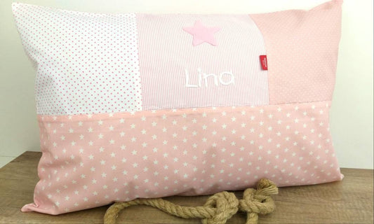 PATCHWORK - KISSENHÜLLE - KISSEN mit Namen - Kinderkissen - Kissen Baby - Kissen bestickt - Kuschelkissen in 40x40cm - 40x60cm - 40x80cm