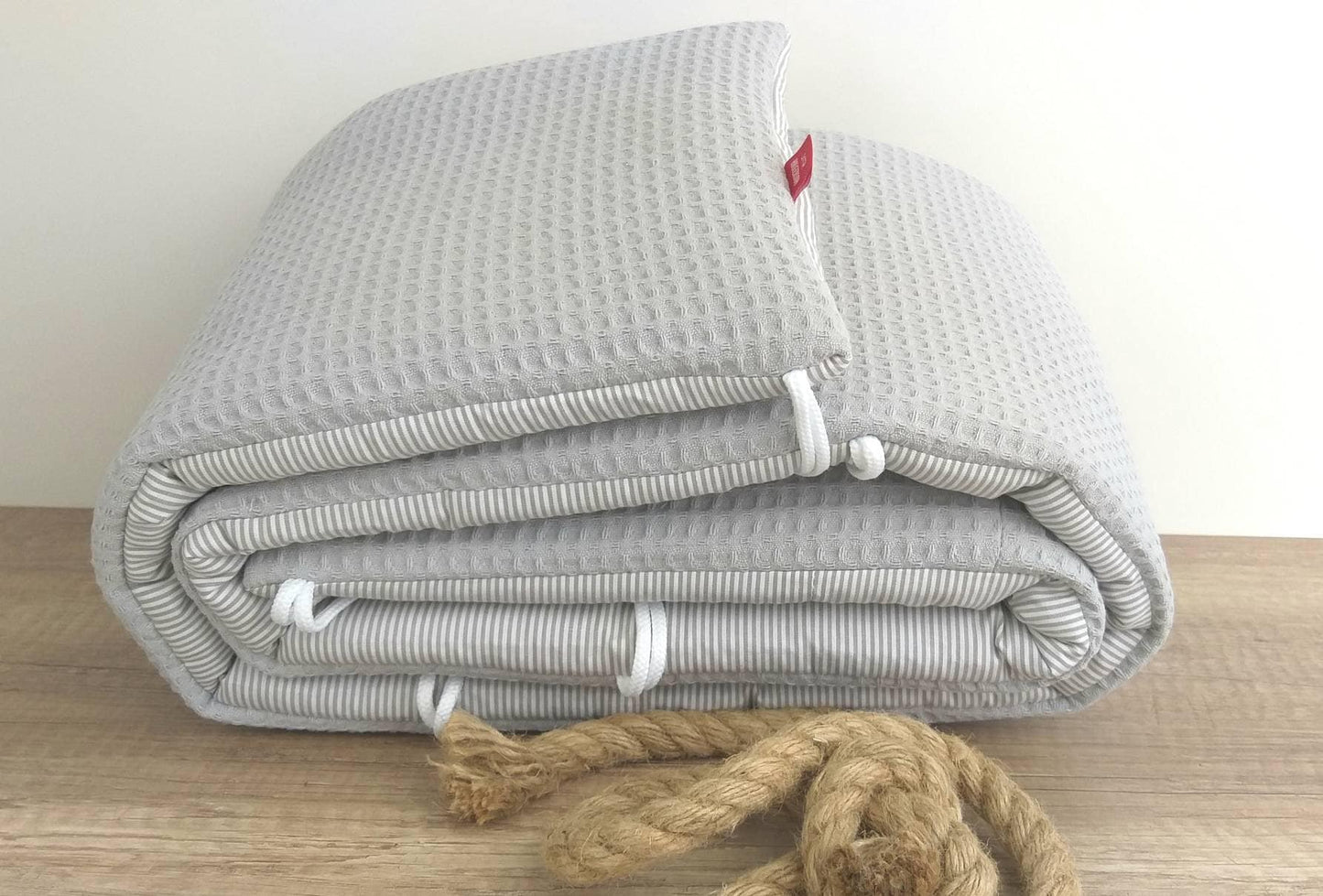 BETTNESTCHEN - Nestchen - WAFFELSTOFF Bettumrandung Babybett 120x60cm, 140x70cm, Laufgitter, Beistellbett, Wiege 40x90cm, Babybay HELLGRAU