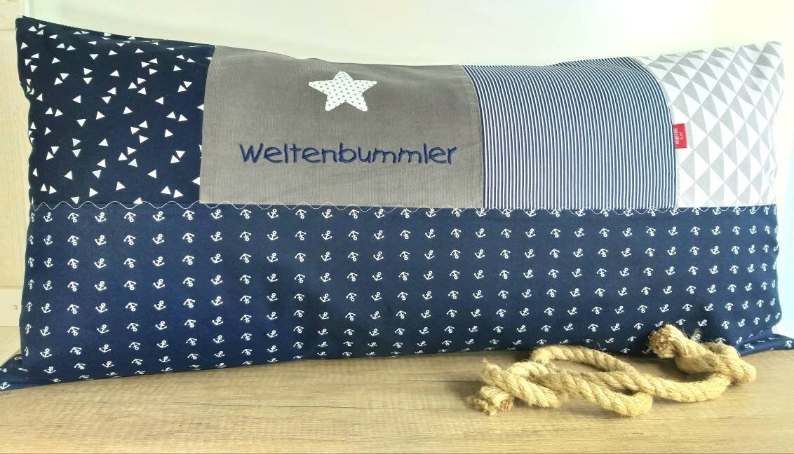 PATCHWORK - KISSENHÜLLE - KISSEN mit Namen - Kinderkissen - Kissen Baby - Kissen bestickt - Kuschelkissen in 40x40cm - 40x60cm - 40x80cm