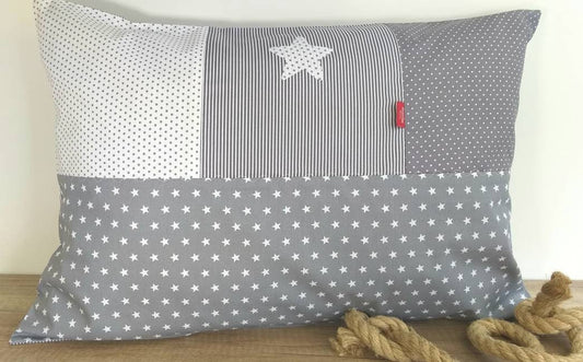 PATCHWORK - KISSENHÜLLE - KISSEN mit Namen - Kinderkissen - Kissen Baby - Kissen bestickt - Kuschelkissen in 40x40cm - 40x60cm - 40x80cm