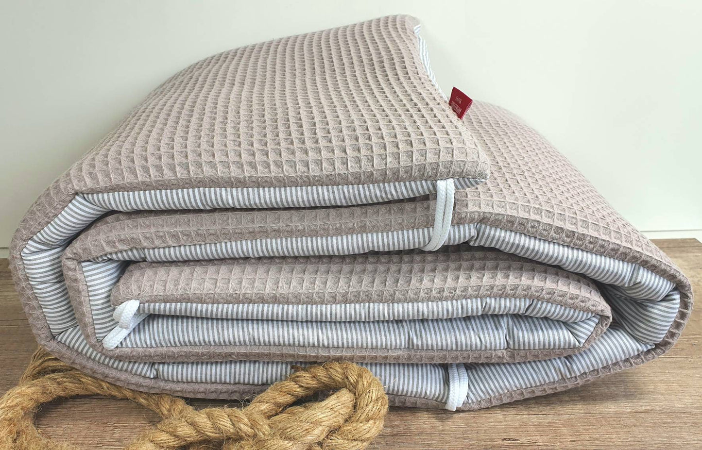 BETTNESTCHEN - Nestchen - WAFFELSTOFF Bettumrandung für Babybett 120x60cm, 140x70cm, Laufgitter, Beistellbett, Wiege 40x90cm, Babybay TAUPE