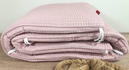 BETTNESTCHEN - NESTCHEN - WAFFELSTOFF  Bettumrandung für Babybett 120x60cm, 140x70cm, Laufgitter, Beistellbett Wiege 40x90cm Babybay altrosa