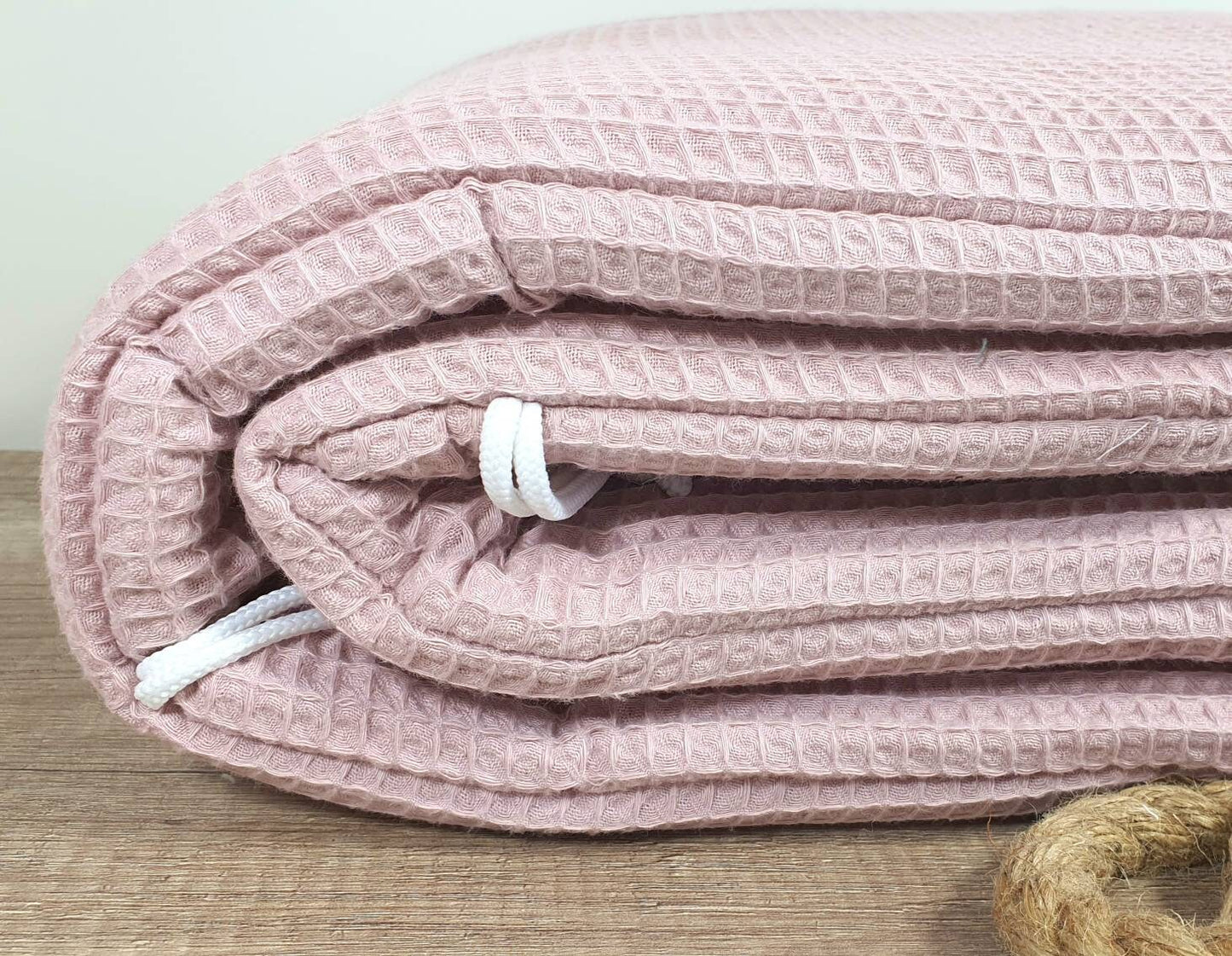 BETTNESTCHEN - NESTCHEN - WAFFELSTOFF Bettumrandung für Babybett 120x60cm, 140x70cm, Laufgitter, Beistellbett Wiege 40x90cm Babybay altrosa