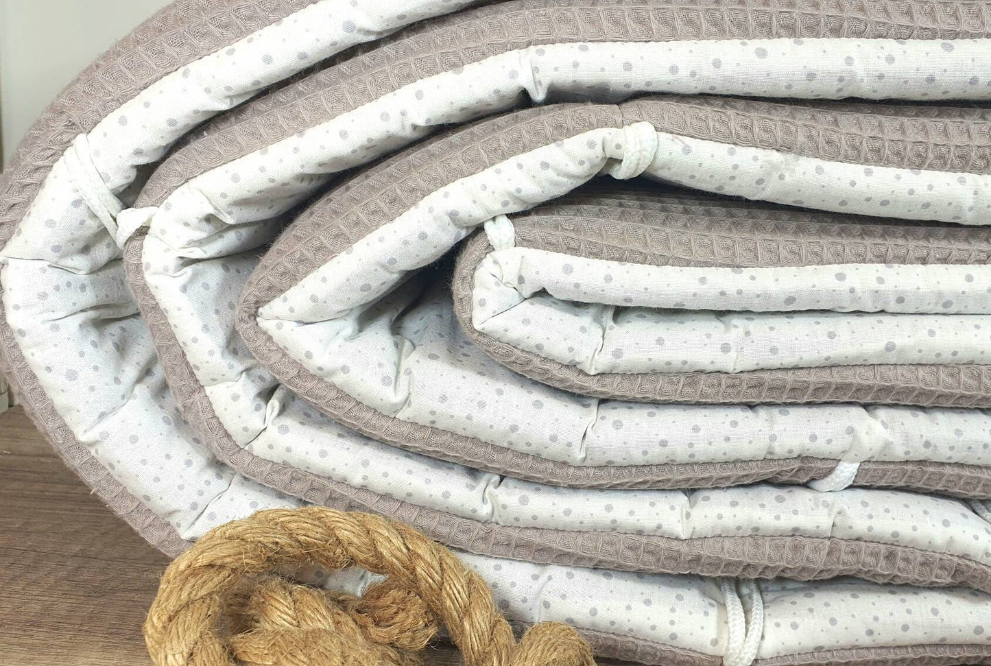 BETTNESTCHEN - Nestchen - WAFFELSTOFF Bettumrandung Babybett 120x60cm, 140x70cm, Laufgitter, Beistellbett, Wiege 40x90cm, Babybay TAUPE