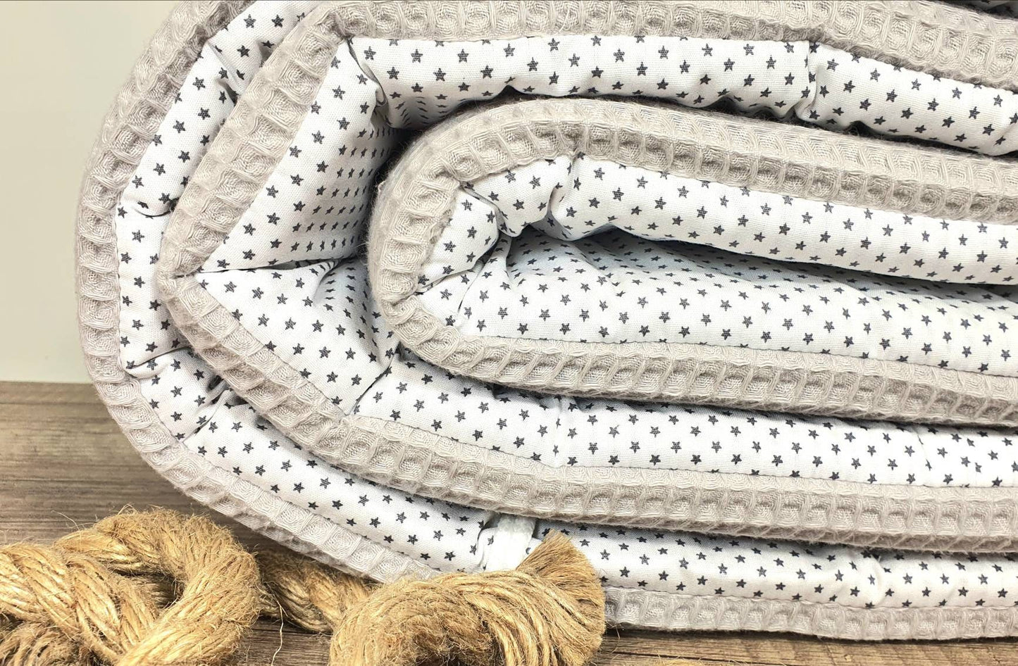 BETTNESTCHEN - Nestchen - WAFFELSTOFF Bettumrandung Babybett 120x60cm, 140x70cm, Laufgitter, Beistellbett, Wiege 40x90cm, Babybay HELLGRAU