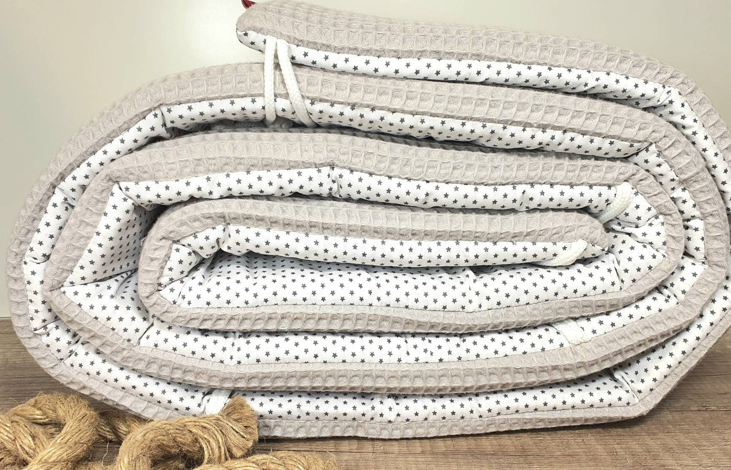 BETTNESTCHEN - Nestchen - WAFFELSTOFF Bettumrandung Babybett 120x60cm, 140x70cm, Laufgitter, Beistellbett, Wiege 40x90cm, Babybay HELLGRAU