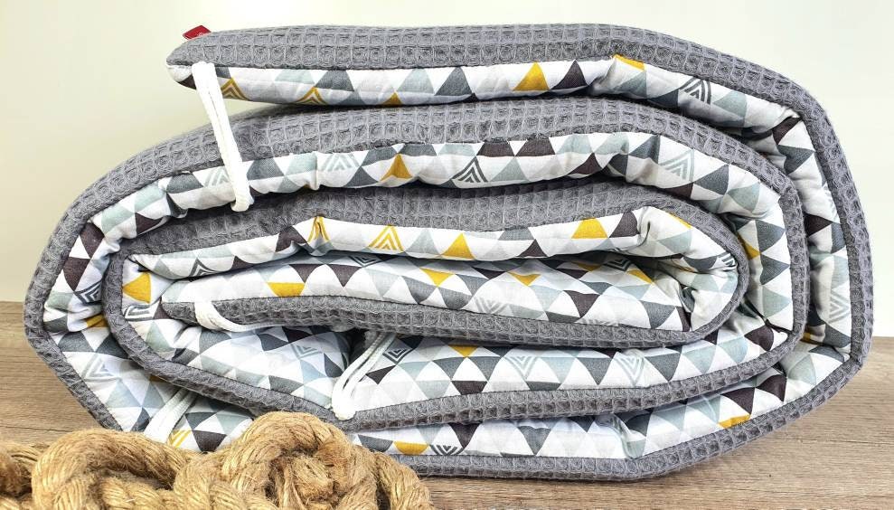 BETTNESTCHEN - Nestchen - WAFFELSTOFF Bettumrandung Babybett 120x60cm, 140x70cm, Laufgitter, Beistellbett, Wiege 40x90cm,Babybay ANTHRAZIT