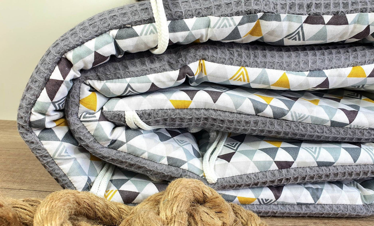 BETTNESTCHEN - Nestchen - WAFFELSTOFF Bettumrandung Babybett 120x60cm, 140x70cm, Laufgitter, Beistellbett, Wiege 40x90cm,Babybay ANTHRAZIT