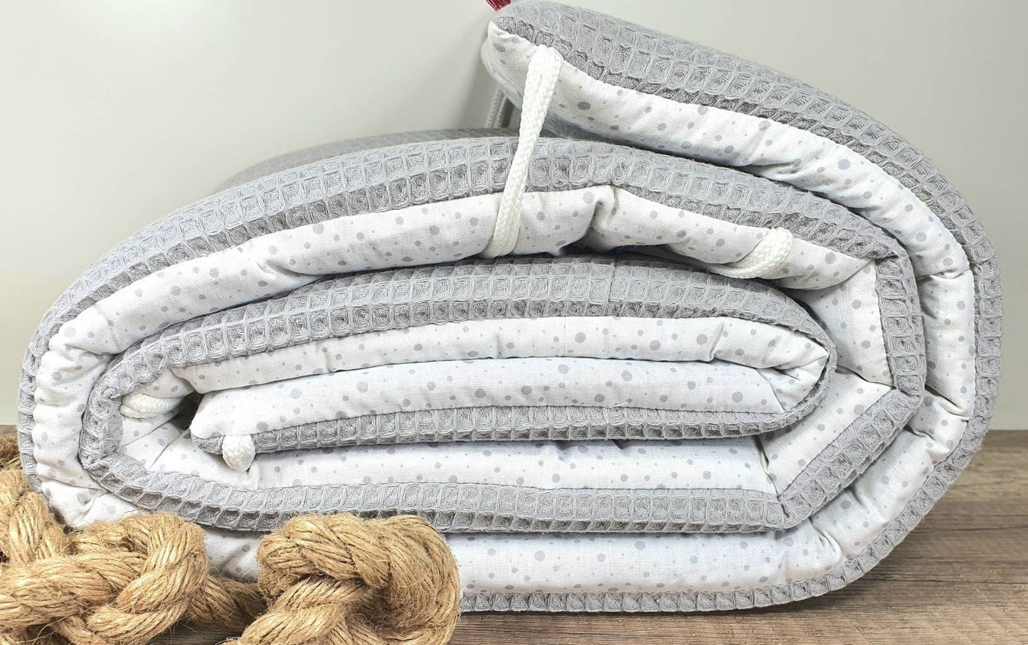 BETTNESTCHEN - Nestchen WAFFELSTOFF Bettumrandung Babybett 120x60cm, 140x70cm, Laufgitter, Beistellbett, Wiege 40x90cm, Babybay hellgrau