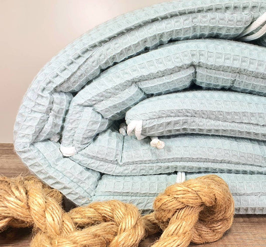 280 x 30 cm READY FOR SHIPMENT- LATTICE PADS - PLAYPEN Mesh protection - Waffle fabric Waffle Pique * dusty mint