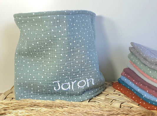 Schlupfschal - Schlauchschal - Kinderschal - Halssocke personalisierbar mit Namen - Musselin dustymint