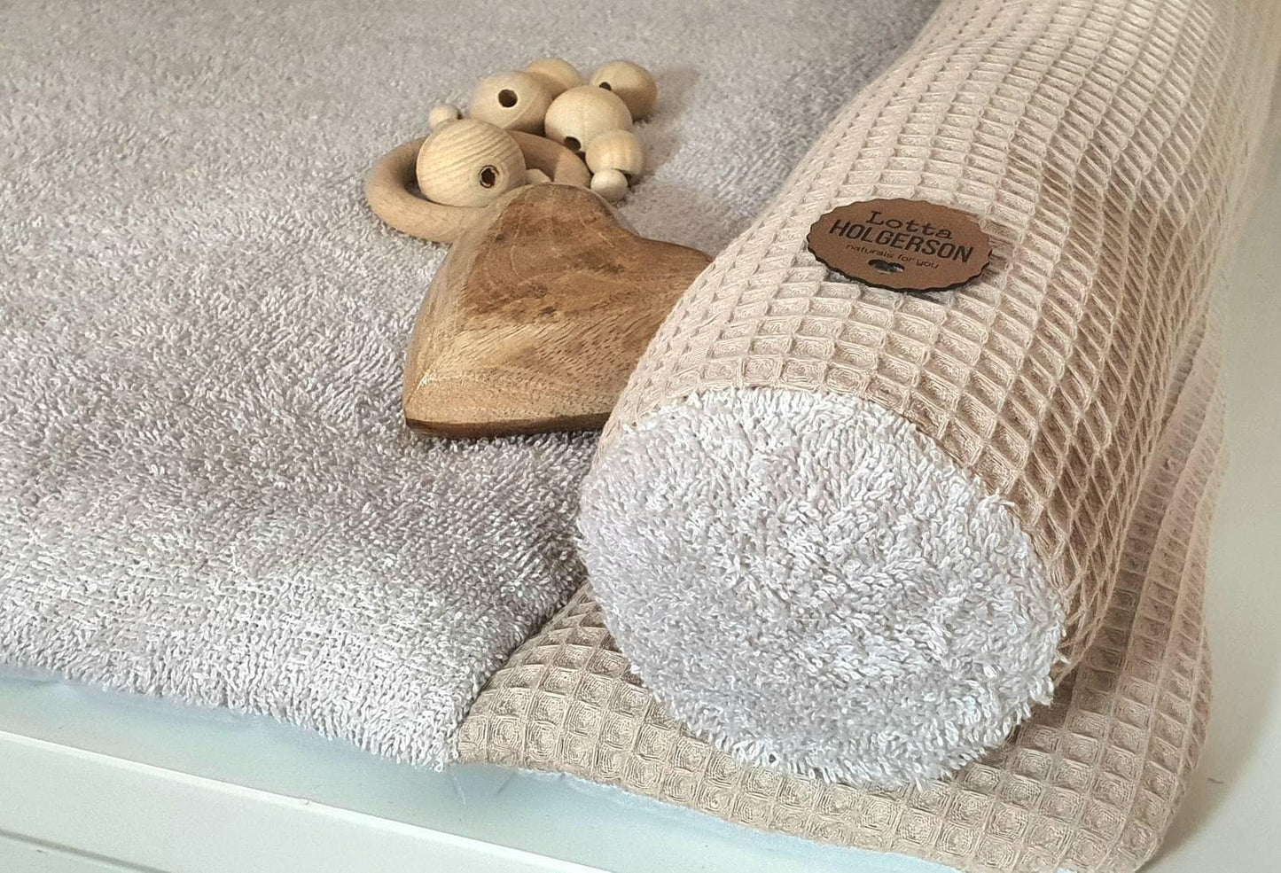 Wickeltischumrandung - Waffelpique Frottee - Wickeltischrolle - Kissenrolle - Kuschelschlange - Waffelstoff - beige creme