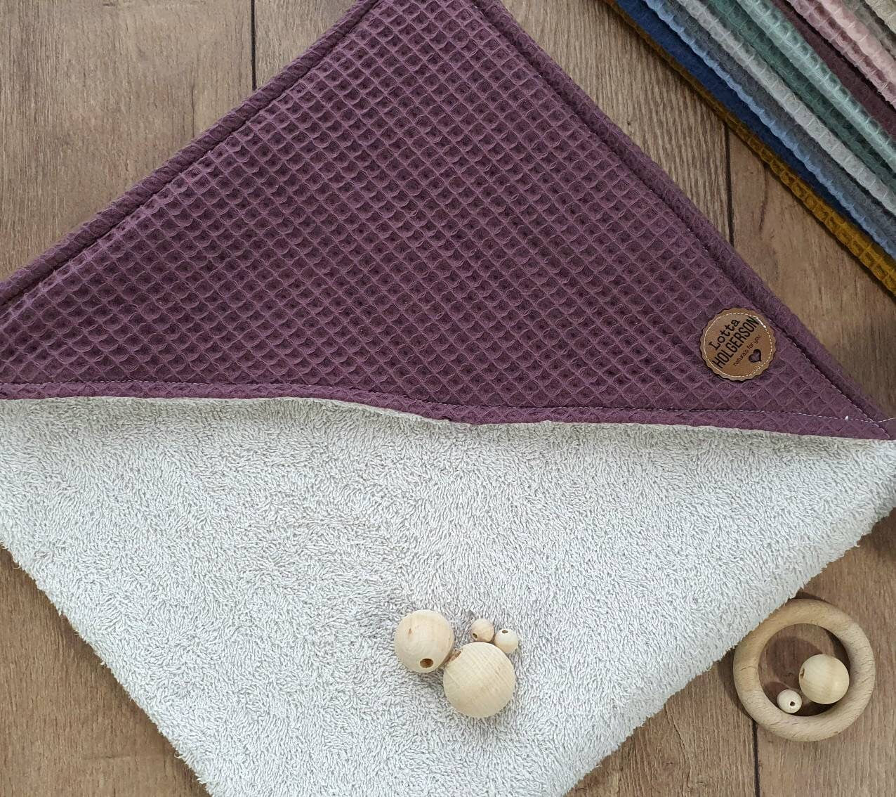 KAPUZENHANDTUCH - BADEPONCHO - Baby - Handtuch - mit Namen - Waffelstoff MAUVE