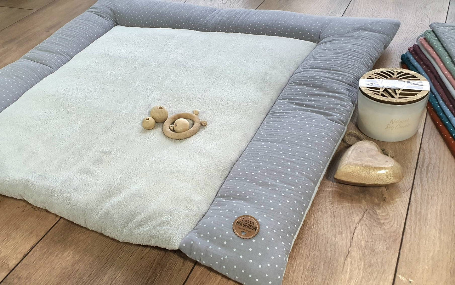 WICKELAUFLAGE WICKELTISCHAUFLAGE Wickelunterlage Musselin und superweicher BambooFrottee hellgrau