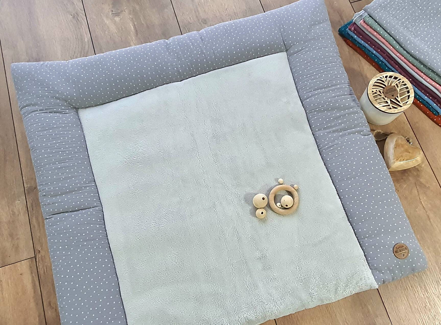 WICKELAUFLAGE WICKELTISCHAUFLAGE Wickelunterlage Musselin und superweicher BambooFrottee hellgrau