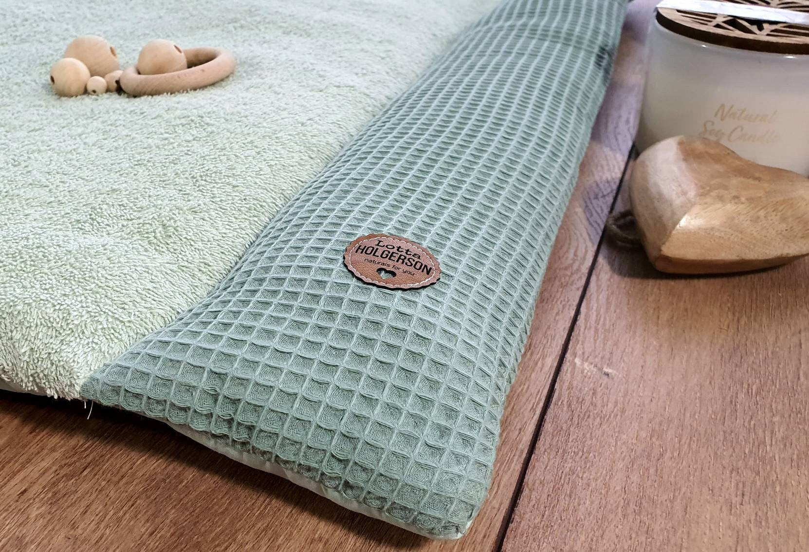 WICKELAUFLAGE WICKELTISCHAUFLAGE Wickelunterlage Waffelpique petrol FROTTEE dustymint