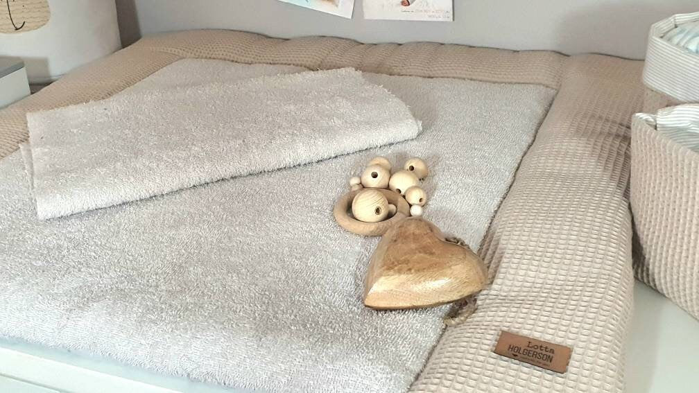 wasserdichte Wechselunterlage Frottee - Wickelunterlage wasserabweisend - Nässeschutz - Wickelauflage beige creme