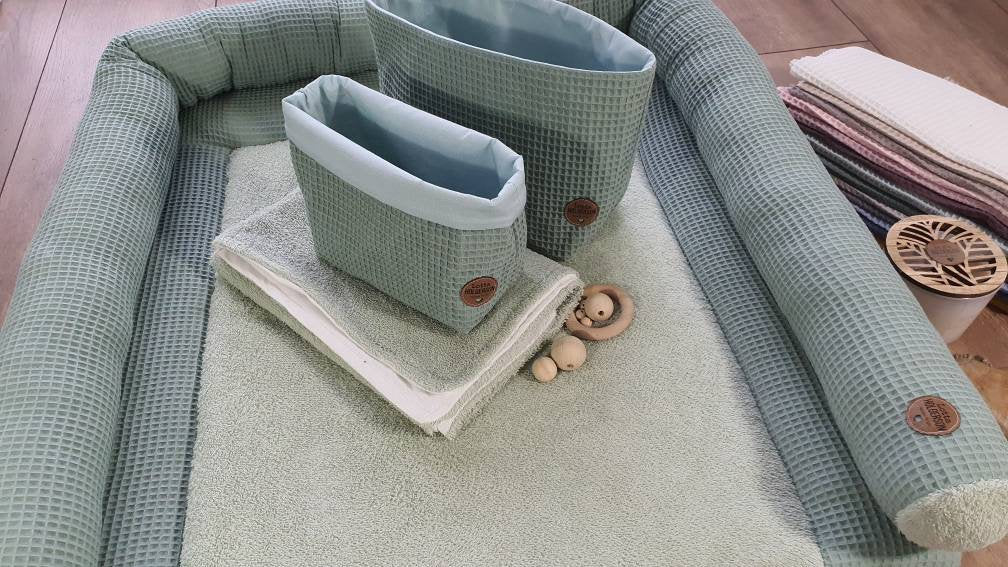 Baby changing table roll - Waffle pique terry cloth - Changing table border - Cushion roll - Waffle fabric - light grey