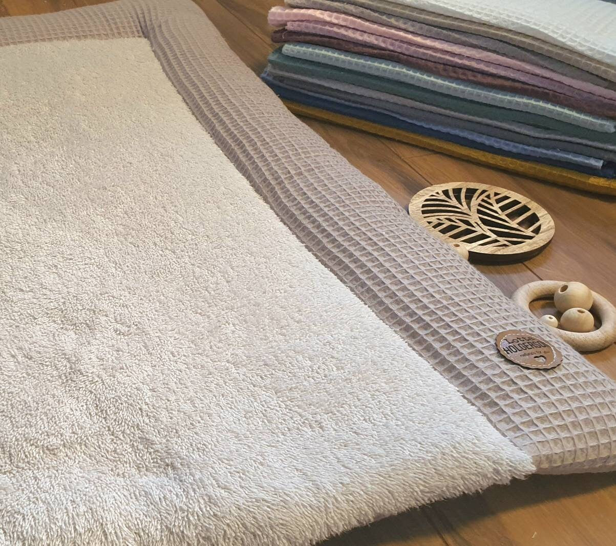 WICKELAUFLAGE WICKELTISCHAUFLAGE Wickelunterlage Waffelpique FROTTEE taupe beige