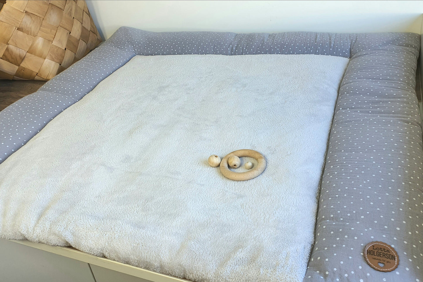 WICKELAUFLAGE WICKELTISCHAUFLAGE Wickelunterlage Musselin und superweicher BambooFrottee hellgrau