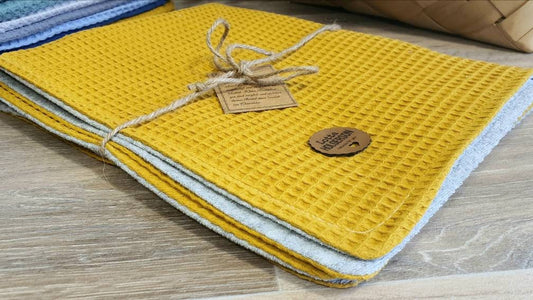 wasserdichte Wickelunterlage - Baby Windel Unterlage Reise, wasserdichte Frottee Wechselunterlage Waffelpique senfgelb