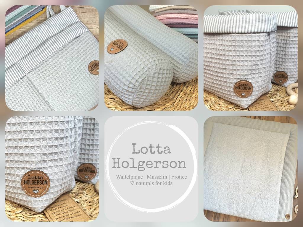 UTENSILO KÖRBCHEN Aufbewahrungskorb Stoffkorb Stoffkörbchen Windelkorb Waffelstoff altweiss Streifen ecru beige