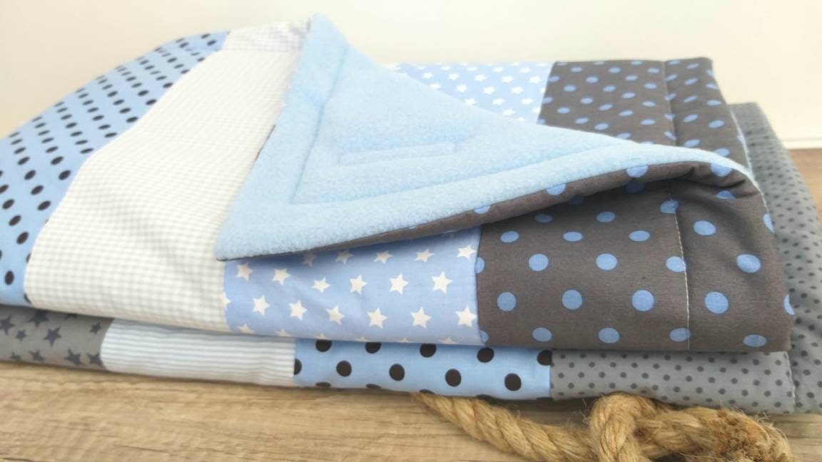 STRIPES - PATCHWORK - BABYDECKE - Tagesdecke - Kuscheldecke mit Namen