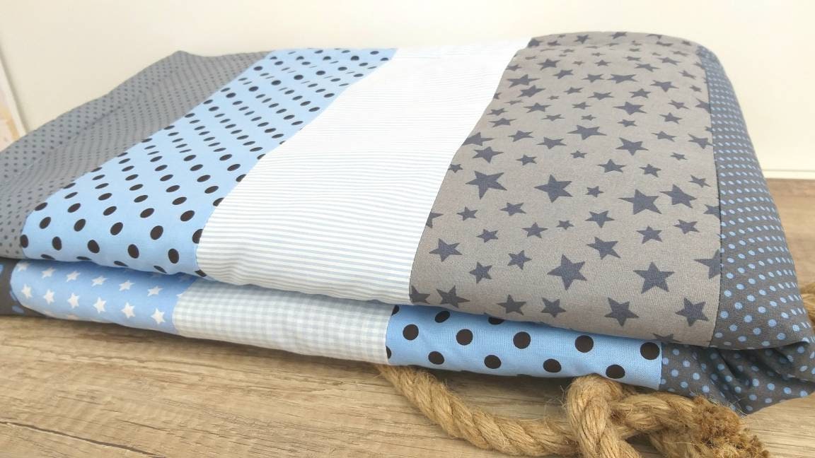 STRIPES - PATCHWORK - BABYDECKE - Tagesdecke - Kuscheldecke mit Namen