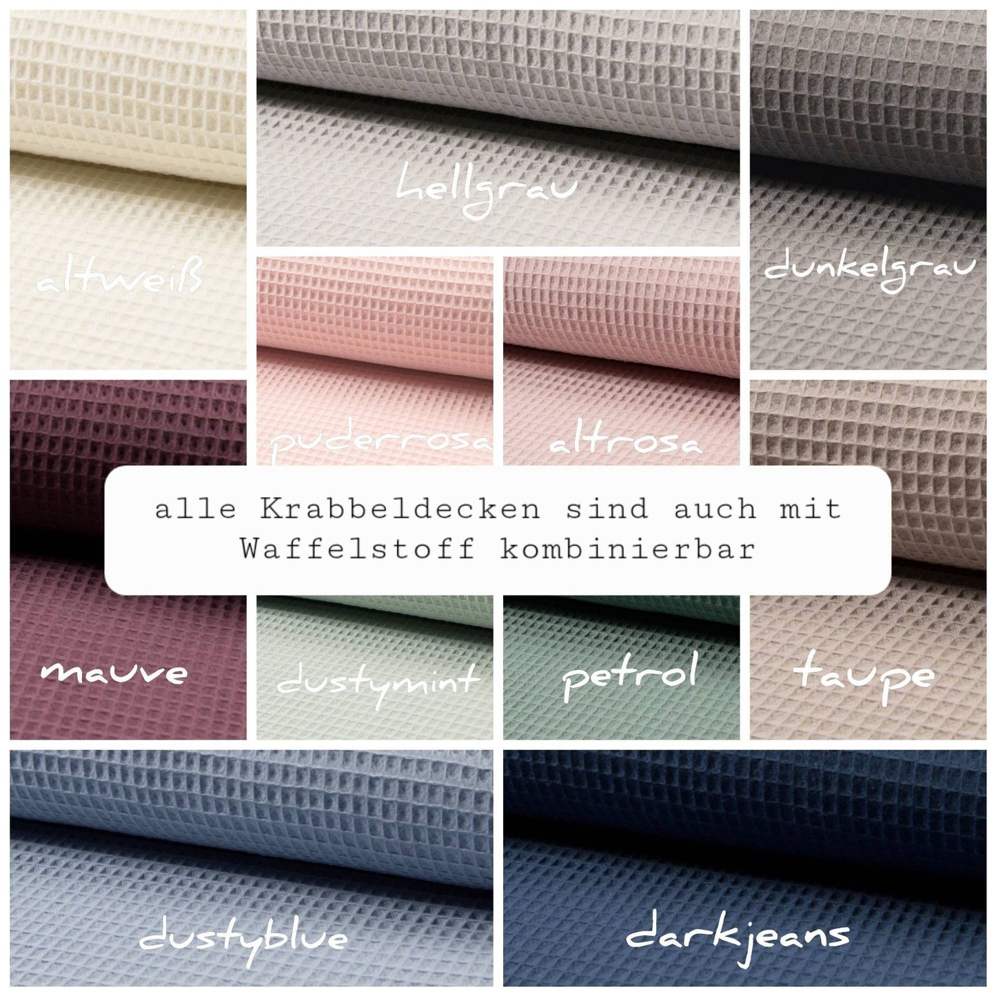 Krabbeldecke - Patchwork - Decke - Babydecke - Mint/Grau/Weiß - 3-4cm dick - mit Namensstickerei - ANKER dunkelblau / senf gelb / grau