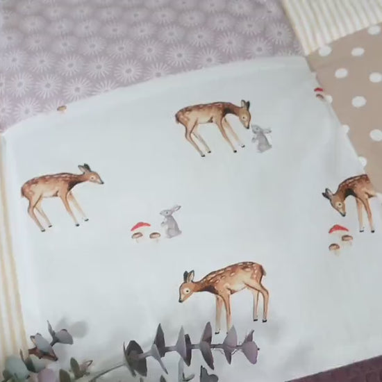 3-4cm dicke Krabbeldecke - Patchwork - Waffelpique Decke - Babydecke -  mit Namen personalisierbar - Mauve Beige Tiere Giraffe
