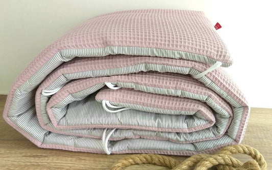 BETTNESTCHEN - Nestchen - WAFFELSTOFF für Babybett 120x60cm + 140x70cm, Laufgitter, Beistellbett, Wiege 40x90cm, Babybay Maxi ALTROSA