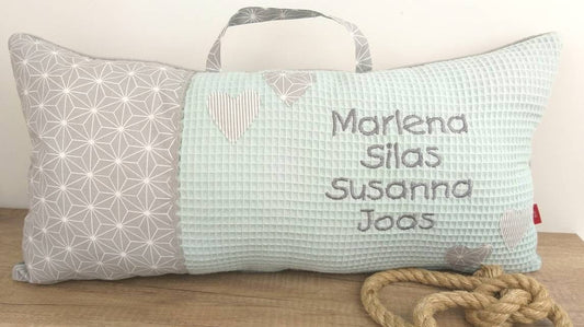 KITA-Kissen - KISSEN to go - Waffelpique - Kuschelkissen - Geschwisterkissen - Kinderkissen - personalisierbar mit Namen - DUSTYMINT