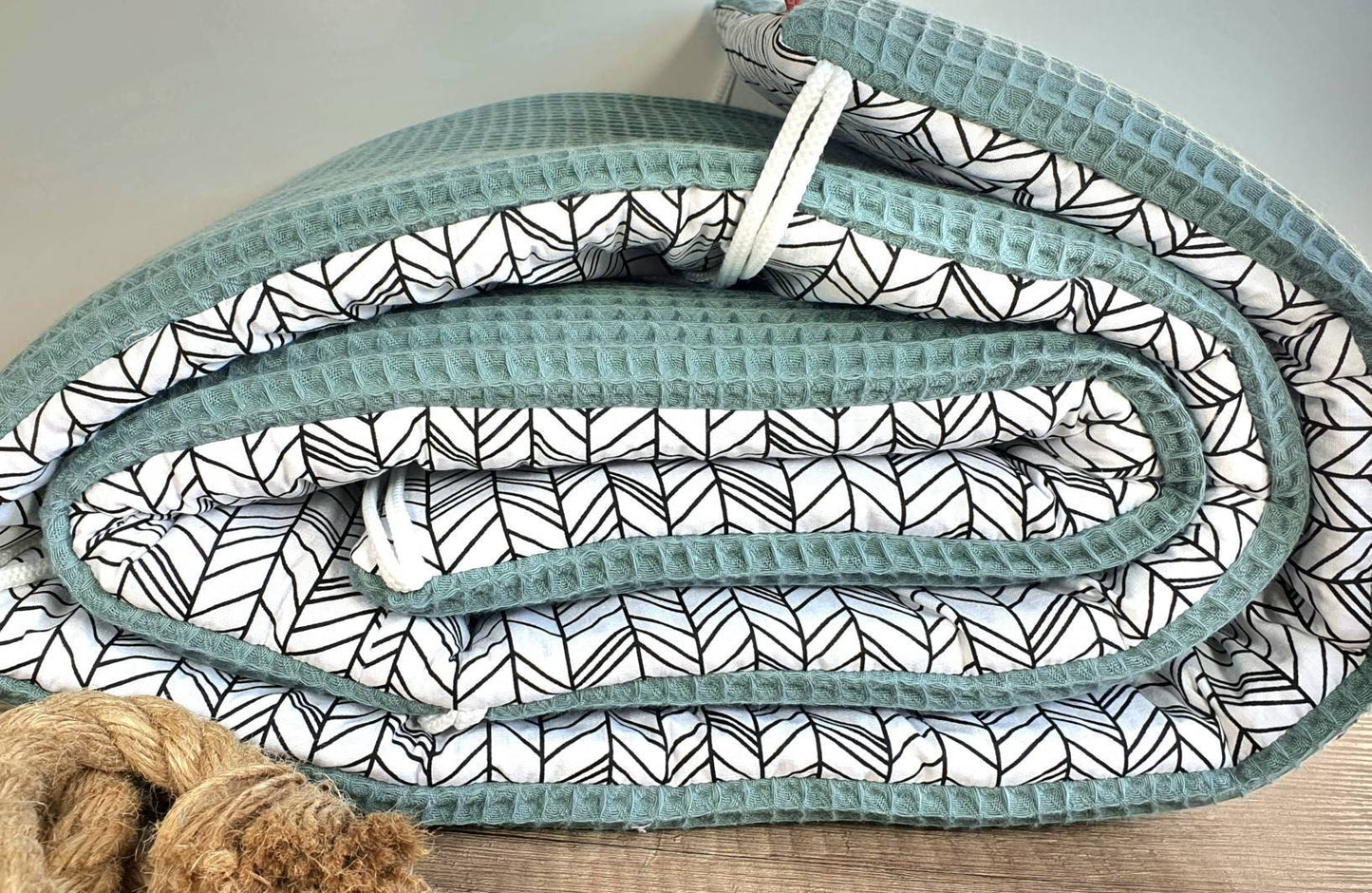 BETTNESTCHEN - Nestchen WAFFELSTOFF  Bettumrandung für Babybett 120x60cm, 140x70cm, Laufgitter, Beistellbett, Wiege 40x90cm, Babybay PETROL