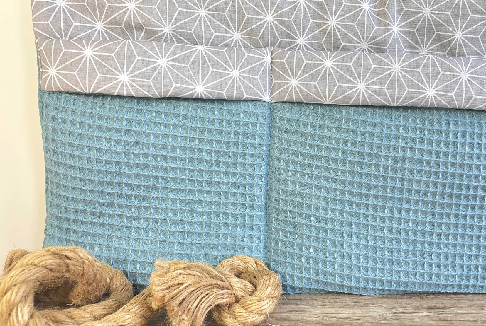 BETTUTENSILO aus Waffelstoff - praktische BETTTASCHE - WANDUNTENSILO - Utensilo Wickeltisch - Babybett und Laufstall - Organizer petroleum