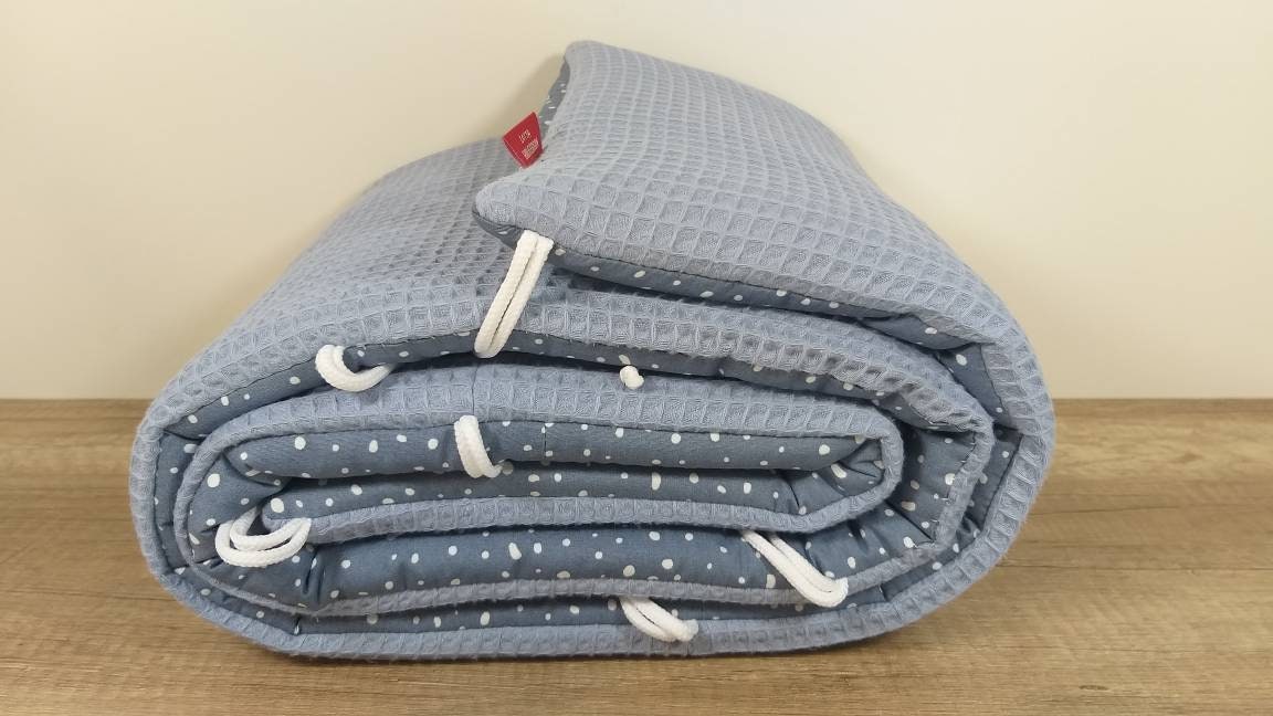 GITTERPOLSTER - LAUFSTALL GITTERSCHUTZ - Waffelstoff Waffelpique *  dustyblue jeansblau