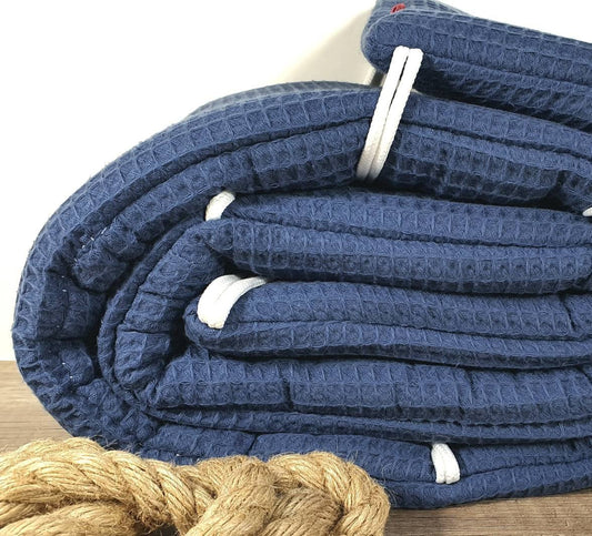 LATTICE UPHOLSTERY - PLAYPEN GRID PROTECTION - Waffle fabric waffle pellique * dark jeans dark blue