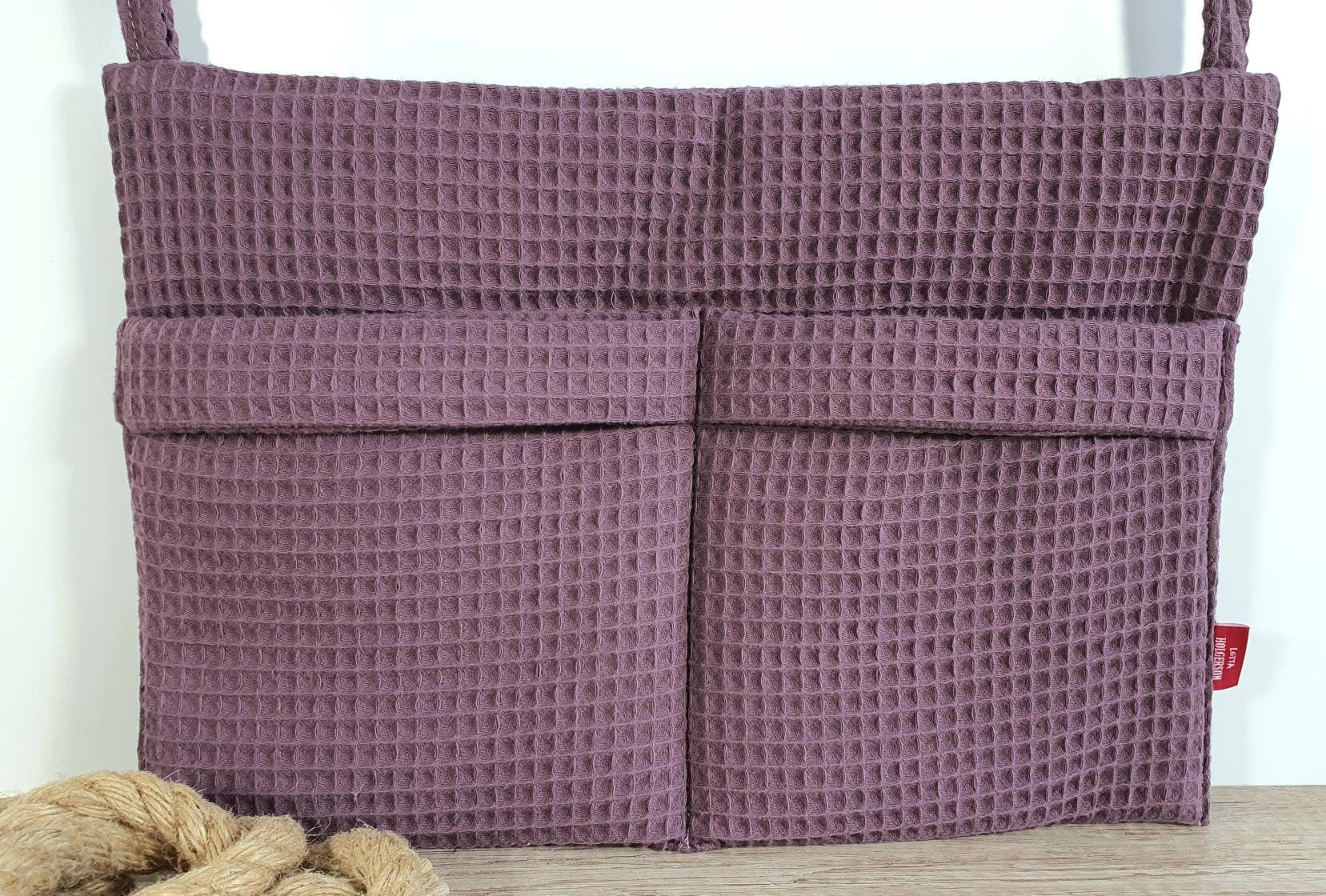 Waffelpique - praktische Betttasche - WANDUTENSILO - Organizer für Wickeltisch, Babybett, Laufgitter MAUVE beere