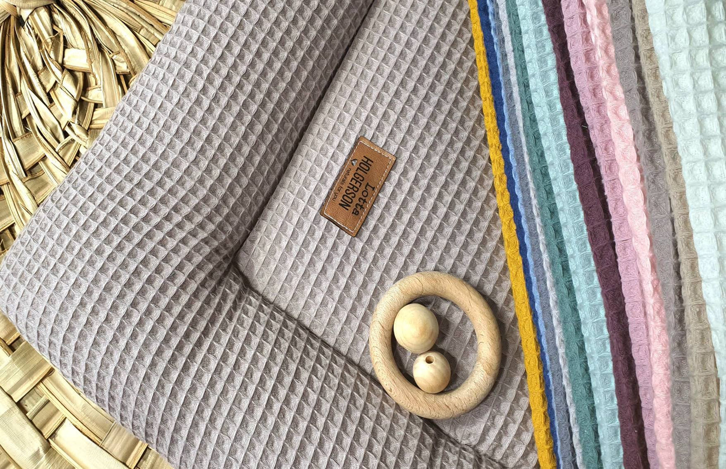 Waffelpique Krabbeldecke Laufstalleinlage Babydecke 3-4cm dick personalisierbar mit Namen TAUPE